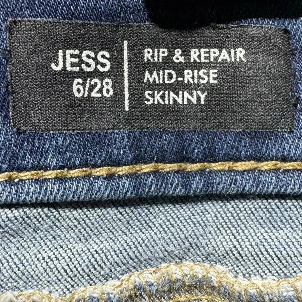 Buffalo David Bitton Jess Rip & Repair Mid Rise Skinny Jeans Size 6/28 - Picture 7 of 10